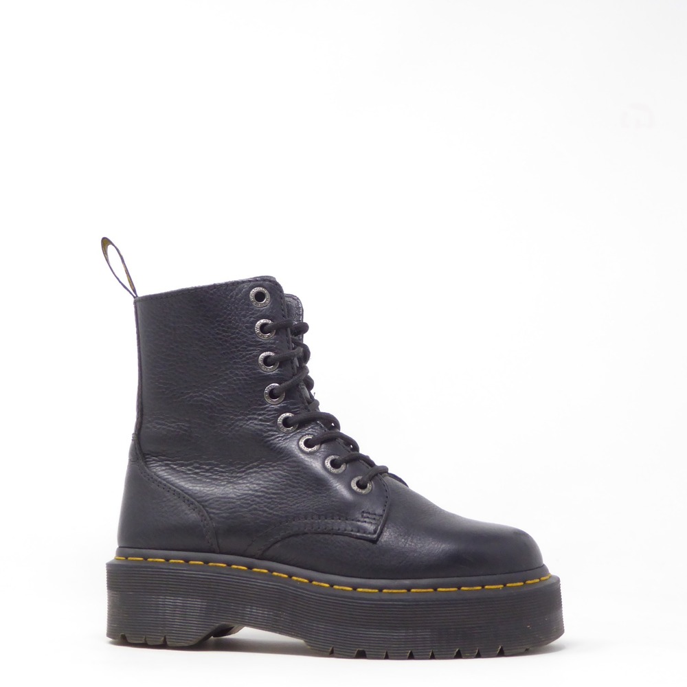 Dr. Martens Women Jadon III Platform Boots Black Leather Combat Lace Up Size 6